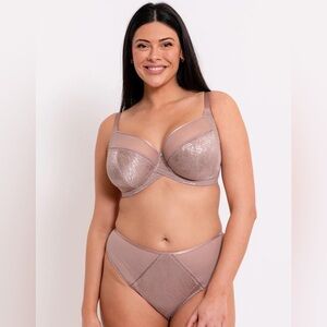 NWT Curvy Kate 30K Amaze Side Support Balcony 0317 Mink Textured Balconette Bra